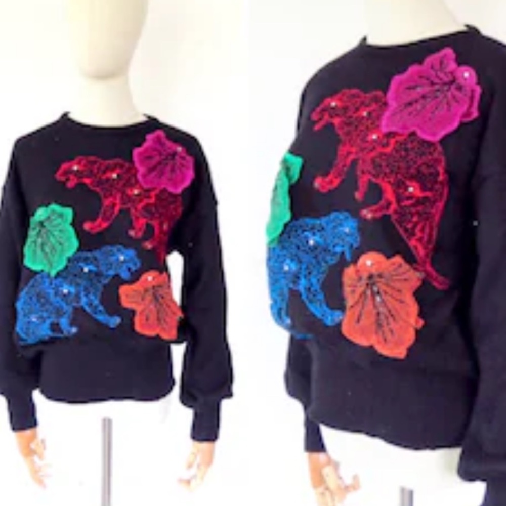 Vintage Escada Mohair Sequin Statement Sweater